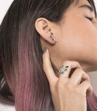 Thumbnail for LAURELLA ANILLO CINCO HOJAS Y ARETES EN PLATA 950 Y CRISOCOLA