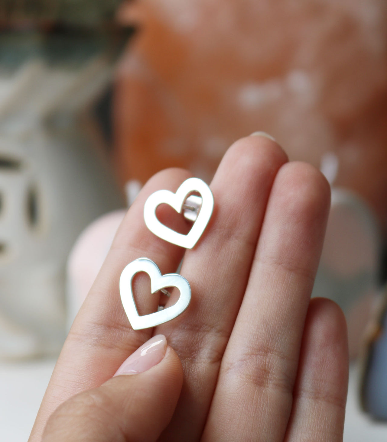 Red Heart | Silver Earrings 