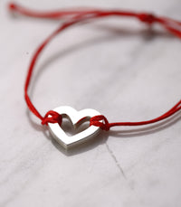 Thumbnail for pulsera corazón plata hilo rojo Red Heart | Pulsera Hilo
