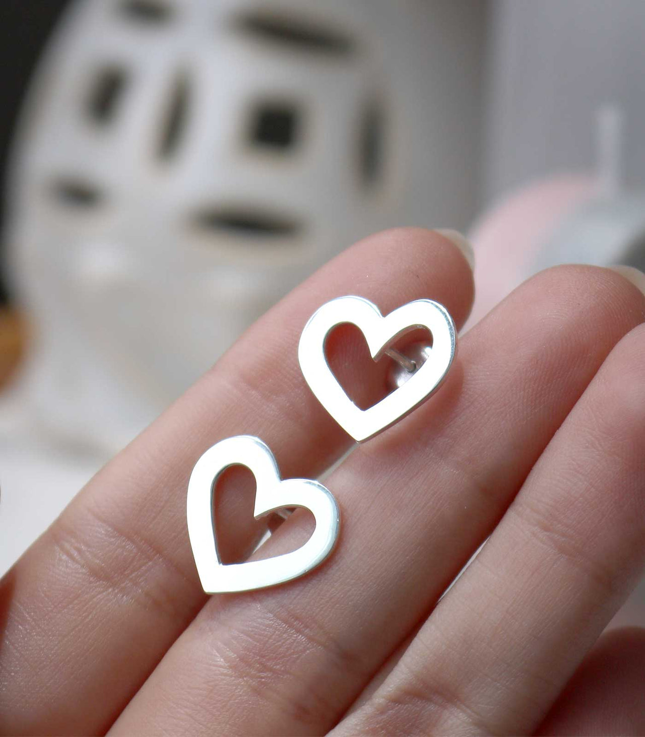 Red Heart | Silver Earrings 